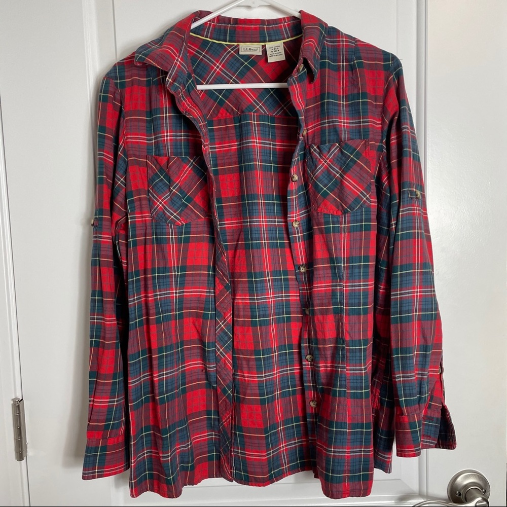 L.L Bean Plaid Long Sleeve Button Down - Picture 2 of 9